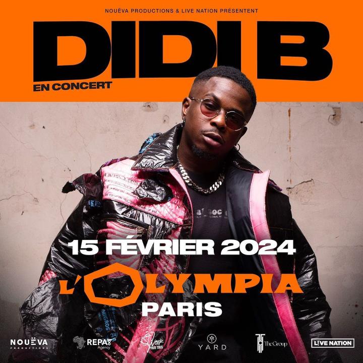 Image de Événements/Sorties. La scène parisienne vibrera au rythme envoûtant de Didi B lors de son concert exceptionnel le 15 février à l'Olympia. Artiste émergent au talent incontestable, Didi B promet une soirée mémorable, fusionnant son énergie contagieuse avec des performances live captivantes. L'Olympia, temple de la musique, sera le cadre idéal pour l'expression artistique de Didi B, offrant une expérience immersive aux fans et aux amateurs de sonorités entraînantes. Sa musique, teintée d'influences variées, résonne avec une authenticité qui captive instantanément le public, faisant de lui un artiste à suivre de près. Ce concert représente une opportunité unique de plonger dans l'univers créatif de Didi B, d'apprécier sa voix puissante et son talent singulier. Sa présence scénique promet de transcender les frontières de la performance live, créant une connexion intime entre l'artiste et son public. Réservez votre place dès maintenant pour une soirée où l'émotion musicale sera à son apogée. Didi B à l'Olympia le 15 février, un rendez-vous incontournable pour tous les amoureux de la musique en quête d'une expérience sonore inoubliable.