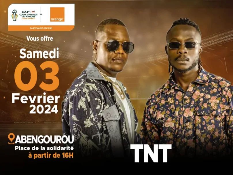 Image de Événements/Sorties. Le samedi 03 février 2024, une explosion musicale s'annonce à Abengourou avec le groupe musical TNT en concert live. L'événement se tiendra au prestigieux Palais de la Solidarité, débutant à 16h, promettant une après-midi inoubliable bercée par les rythmes envoûtants de TNT. TNT : Tout Notre Talent en Scène Originaire d'Abidjan, TNT, acronyme de "Tout Notre Talent", est reconnu pour sa polyvalence artistique et son énergie scénique contagieuse. Ce concert est l'occasion rêvée pour les mélomanes d'Abengourou de plonger dans l'univers éclectique de TNT, mêlant différents genres musicaux avec maestria. Le Palais de la Solidarité : Un Écrin Prestigieux pour la Musique Le Palais de la Solidarité, en tant que cadre prestigieux, offre une ambiance propice à une expérience musicale immersive. À partir de 16h, le public pourra se laisser emporter par les performances captivantes de TNT, un groupe dont la réputation n'est plus à faire. Une Après-midi Enchantée avec TNT Que vous soyez un fervent admirateur de TNT ou simplement à la recherche d'une escapade musicale mémorable, ce concert s'annonce comme un moment privilégié. Rendez-vous au Palais de la Solidarité pour une après-midi rythmée par la passion et le talent incontestable de TNT.