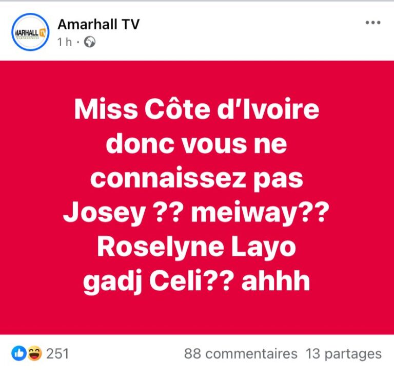 Deuxième Image de TV/Films/Séries. La soirée tant attendue de l'élection de Miss Côte d’Ivoire 2024 a été marquée par un scandale retentissant, suscitant une vague d'indignation parmi les internautes. Retour sur les événements qui ont secoué cette 28ᵉ édition de l'événement prestigieux. Une Soirée Semée de Controverses La cérémonie de l’élection, qui s’est déroulée le samedi 29 juin, avait débuté dans l'attente fébrile des résultats régionaux. Vingt-six candidates avaient atteint la finale, promettant une compétition féroce pour le titre convoité de Miss Côte d’Ivoire. Dès le début de la soirée, les réseaux sociaux ont été le théâtre de critiques acerbes envers le Comité d’Organisation (COMICI). Les internautes ont exprimé leur déception quant au choix des artistes invités, regrettant l'absence de figures majeures comme Josey et Roseline Layo, qui auraient pu dynamiser l'événement. Le point culminant de la controverse est survenu lors de l'annonce des résultats finaux. Après la sélection des cinq finalistes, l'annonceur a commis une bourde monumentale en confondant les noms des candidates. Touré Steve, initialement annoncée, a été soudainement remplacée par Coulibaly Fatoumata, suite à une rectification tardive et confuse. « L'erreur du présentateur a plongé la soirée dans un chaos inattendu. Les réactions des internautes ont été immédiates et virulentes », déclare un témoin de l'événement. La réaction du public n'a pas tardé à se faire entendre, dénonçant cette injustice apparente et remettant en question l'intégrité de tout le processus de sélection. Sur les plateformes en ligne, des hashtags critiquant le COMICI ont rapidement fait surface, alimentant une discussion nationale sur la transparence et l'équité dans les concours de beauté. Couronnement et Soutien à Touré Steve Malgré le tumulte, Diamala Marie Emmanuelle a été couronnée Miss Côte d’Ivoire 2024, avec Coulibaly Fatoumata et Konan Maulani comme premières dauphines. Pendant ce temps, les partisans de Touré Steve se mobilisent pour exprimer leur solidarité envers la candidate lésée. À l'heure actuelle, Steve Touré n'a pas encore fait de déclaration publique sur l'incident. Sa position et ses actions futures seront scrutées de près dans les jours à venir, alors que le débat sur l'équité et la gestion des concours de beauté continue de faire rage. L'épisode tumultueux de l'élection de Miss Côte d’Ivoire 2024 soulève des questions cruciales sur la nécessité de réformes dans le processus de sélection et d'annonce des résultats. Comment garantir la transparence et l'équité dans de tels événements prestigieux ? C'est une interrogation qui mérite une réflexion approfondie et un dialogue ouvert pour l'avenir des concours de beauté en Côte d'Ivoire et au-delà.