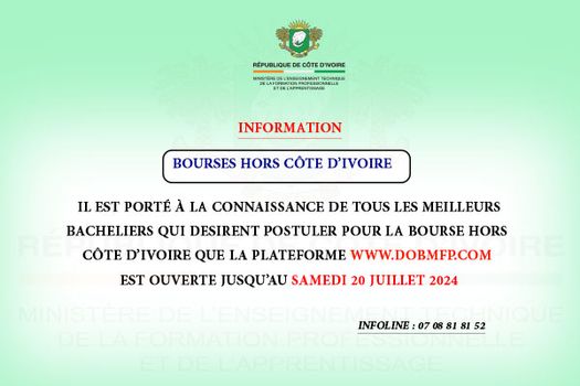 Image de Études/Devoirs. Dans une démarche ambitieuse visant à propulser les talents locaux sur la scène internationale, la Direction de l'Orientation des Bourses et de la Mobilité (DOBM) a ouvert ce mardi 9 juillet 2024, les inscriptions pour les bourses d'études à l'étranger destinées aux étudiants ivoiriens d'exception. Jusqu'au 20 juillet 2024, la plateforme www.dobmfp.com reste accessible pour accueillir les candidatures des diplômés désireux de poursuivre leur parcours académique hors des frontières ivoiriennes. L'Essor de la Formation à l'International Cette bourse s'adresse à une large palette d'étudiants, allant des détenteurs de CAP, BT, BP jusqu'aux titulaires de diplômes universitaires comme le BTS, DUT, Licence, et Master. En incluant les diplômés de différentes disciplines scientifiques, techniques et professionnelles, cette initiative entend favoriser une formation de pointe à l'étranger, essentielle pour répondre aux besoins de développement socio-économique de la Côte d'Ivoire. "L'intention est de former une génération capable de contribuer efficacement au développement national avec une expertise globalement reconnue," explique un conseiller de la DOBM. En misant sur l'excellence académique, le gouvernement ivoirien espère non seulement enrichir son bassin de compétences mais aussi stimuler l'innovation et la recherche dans des secteurs clés de l'économie. Critères de Sélection Rigoureux Pour prétendre à cette bourse prestigieuse, les candidats doivent être ivoiriens, âgés de moins de 27 ans pour le premier cycle et de 30 ans pour le second cycle, et doivent avoir obtenu au moins la mention « Assez-bien » au Baccalauréat. "Nous cherchons des individus qui ont non seulement exceller académiquement mais qui démontrent un engagement sérieux envers leur discipline," précise le directeur de la DOBM. Un aspect crucial est le projet d'études du candidat, qui doit être en harmonie avec les objectifs de développement du pays. Les domaines prioritaires incluent, mais ne sont pas limités à, les sciences, les technologies, l'ingénierie et les mathématiques. Cela vise à s'assurer que les compétences acquises à l'étranger soient directement applicables et bénéfiques pour la Côte d'Ivoire. Dossier de Candidature : Ce qu'il Faut Savoir Les aspirants à la bourse doivent fournir un dossier complet incluant un formulaire de demande, une attestation de préinscription ou d'inscription dans un établissement étranger, un certificat de nationalité, une copie du diplôme et les relevés de notes de la dernière année d'étude. "Chaque document est crucial et doit être scrupuleusement préparé pour éviter tout retard ou rejet de candidature," note un fonctionnaire de la DOBM. Un critère unique mais essentiel est l'engagement décennal à revenir servir en Côte d'Ivoire. Les boursiers doivent s'engager à contribuer au système éducatif national, en particulier dans l'enseignement technique et professionnel, ce qui garantit un retour sur investissement tangible pour le pays. Alors que la fenêtre d'inscription pour la bourse hors Côte d'Ivoire demeure ouverte, de nombreux jeunes ivoiriens se préparent déjà à franchir cette porte vers des opportunités académiques mondiales. En équipant ses citoyens des outils et des connaissances nécessaires pour exceller sur le plan international, la Côte d'Ivoire s'efforce de construire un avenir prometteur, ancré dans le savoir et l'innovation. Dans quelle mesure cette initiative peut-elle transformer l'avenir professionnel de la jeunesse ivoirienne et, par extension, l'économie nationale?