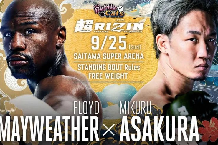 Image de Sport. Voici en vidéo les moments clés du combat qui opposait l'américain Floyd Mayweather au Japonais Mikuru Asakura cette nuit à Saitama au Japon à l’occasion du Rizin 38. L’ancien champion du monde de boxe était de retour au pays du soleil levant pour un combat prévu en trois rounds de trois minutes. Mikuru, 30 ans, rentre en premier. C’est à Floyd, 45 ans, de rentrer. Comme toujours, il est accompagné d’une grosse équipe. Sur le ring, Mayweather a un accueil incroyable… Le combat débute, dernier face à face… Floyd est très posé. Comme il l’avait dit, Floyd veut faire durer le combat. La Japonais Asakura paraît frapper de toutes ses forces et chercher le KO. on en oublierait même que c’est un combat d’exhibition. Au final, quelques instants plus tard, Mayweather intensifie les frappes et touche son adversaire avec un direct du droit en même temps que la cloche retentit à la fin de la seconde reprise. L’américain s’impose par TKO. A la fin du combat, Floyd remercie tout le monde, on aperçoit son ancien rival et légende de la boxe Manny Pacquiao sur le ring.