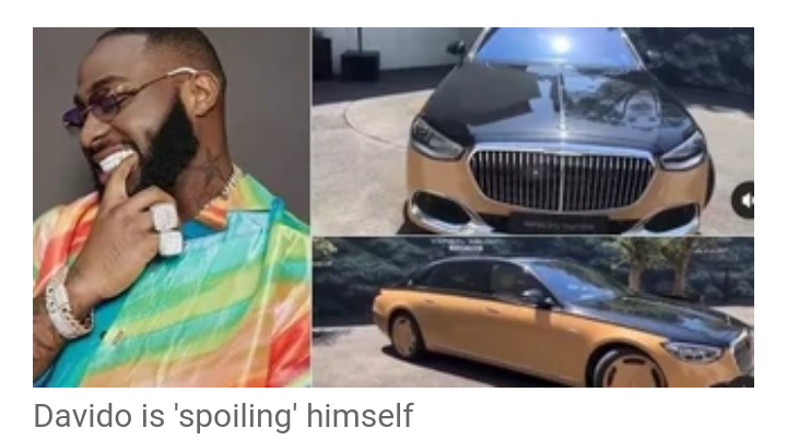 Troisième Image de Célébrités. L'artiste nigérian Davido s'est offert un véhicule et une montre de luxe d'une valeur de plus de 460 Millions de Nairas. La voiture est une Maybach Virgil Abloh qui a coûté 394 millions de Nairas et la montre est une Patek Phillipe d'une valeur de plus de 65 milliions de Nairas. Pourquoi ne pas se faire plaisir quand tout va bien et que le "blé" rentre? Telle est la question. Qu'en dites vous?