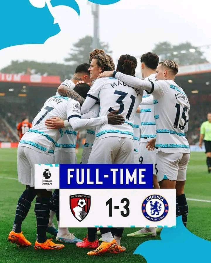 Image de Football. Afin la victoire sourit à Franck Lampard et toute l'équipe de Chelsea FC. Les Blues ont remporté leur match de championnat face Bournemouth, près d'un mois après leur dernière victoire. Ngolo Kanté et ses coéquipiers ont battu Bournemouth par 3 buts à 1 et ce, sur le terrain de Bournemouth. Une victoire qui redonne de l'espoir à Franck Lampard et son équipe, mais le réveil n'est il pas trop tard?