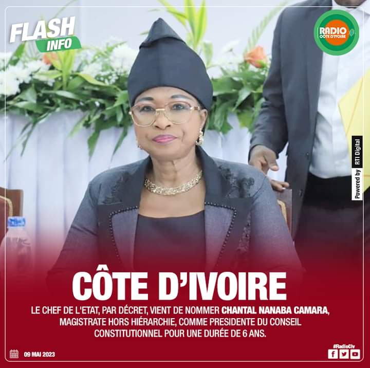 Image de Société. La magistrate hors grade Chantal Nanaba Camara est désormais la Présidente du Conseil Constitutionnel ivoirien et ce pour 6 ans. Elle a été nommée par le Président de la République ivoirienne afin d'occuper un poste vacant depuis peu. Mon inquiétude est de savoir si c'est un choix de consensus ou juste un choix personnel ? Je souhaiterais que cela soit un choix de consensus car cela permettrait d'éviter beaucoup de choses quand on sait le rôle clef qu'elle puisse avoir à l'issue d'un scrutin électoral tumultueux. Aussi, son mandat s'étend jusqu'à 2029, ce qui revient à dire qu'elle devra trancher si une quelconque candidature devrait être contestée en 2025. N'est ce pas un moyen pour le Président ivoirien d'assurer son arrière quand on sait la tournure capitale que prendraient les choses si le Président Alassane Ouattara devrait à nouveau se présenter au présidentielles de 2025? Qu'en dites vous ?