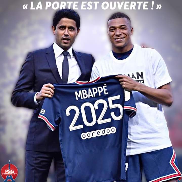 Image de Football. Le patron du club français le Paris Saint Germain PSG), Nasser Al-Khelaifi a fait entendre que l'avenir de Kylian Mbappé avec le PSG dépendait du joueur. Cependant il devrait soit accepter de prolonger avec le club ou soit décider de ne pas prolonger et être vendu. Le joueur a donc deux semaines maximum pour se décider. Cependant, ce qui gêne c'est le fait d'être vendu, je crois que c'est pas ce qu'envisageait le joueur. Que pensez vous de cette affaire Mbappé ?