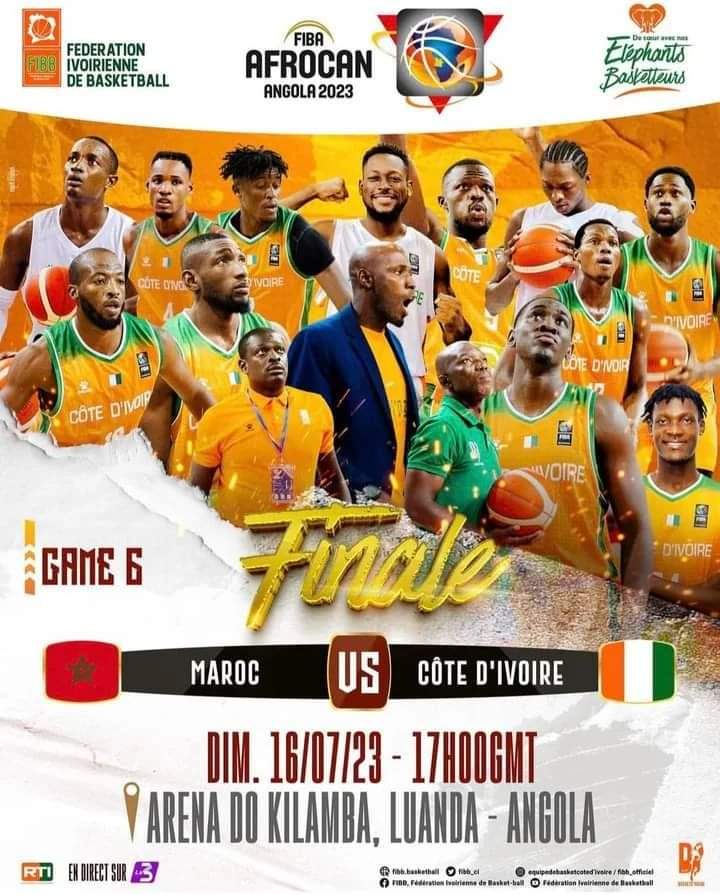 Image de Sport. Après un parcours excellent, les Éléphants A' sont en finale de l'Afrocan Basket et joueront contre le Maroc. Les ivoiriens ont là la possibilité de ramener la coupe au pays et d'ainsi honorer encore plus toute la nation à l'issue de l'Afrocan qui se déroule à Luanda, en Angola. Rappelons que la Sélection A' se compose que que de joueurs évoluant dans le championnat local. Encourageons-les afin qu'ils puissent nous rapporter le trophée à l'issue de la rencontre de ce soir à 17h GMT.