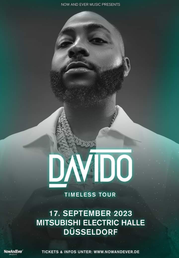 Deuxième Image de Célébrités. La superbe star nigériane, Davido, vient d'annoncer deux dates de concert en Allemagne pendant le mois de Septembre 2023. L'information a été publiée sur la page Facebook de l'artiste. À vous les fans de l'artiste, je vous laisse découvrir les dates ci-dessous. J'attends votre réaction.