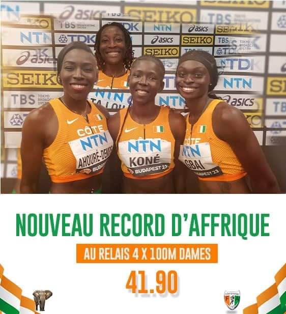 Image de Sport. Le parcours des ivoiriens dans l'ensemble s'est soldé par aucune médaille remportée à l'issue des championnats du monde de l'athlétisme. Sur la toute dernière chance qui était le relais féminin 4 x 100 mètres, Murielle Ahouré, Ta Lou Josée et les deux autres filles ont été disqualifiées suite à la chute d'une d'entre elle. Cette disqualification a emporté le dernier espoir des ivoiriens de remporter une médaille. Toutes mes félicitations aux athlètes et j'espère que les compétitions à venir seront meilleures. Que retenez vous du parcours des ivoiriens durant le championnat ?