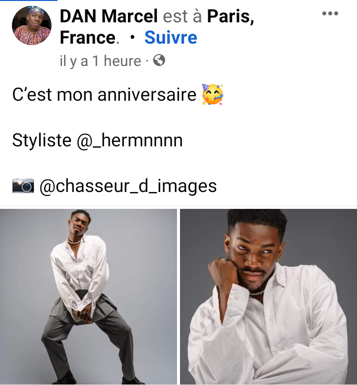 Troisième Image de Célébrités. L'artiste ivoirien Dan Marcel du duo 2 Boys, célèbre aujourd'hui son anniversaire. Même s'il n'a pas mentionné son âge, il faut dire que mon regard est plus attiré sur son aspect physique. Celui qui vit à Paris depuis un bon moment a ,pour l'occasion, publié des images qui laissent paraître qu'il va bien en dépit des soucis avec son binôme. Souhaitons lui un joyeux anniversaire !! Que retenez-vous du groupe 2 Boys ?