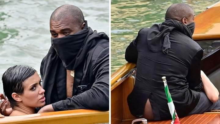 Image de Célébrités. La superstar américaine et sa compagne Censori Bianca ont été interdit à bord de toit bateaux à Venise. La raison est que le couple a été aperçu dans une posture peu recommandable alors qu'ils étaient dans une embarcation. Appréciez les images et dites moi si cela vaut la sanction.