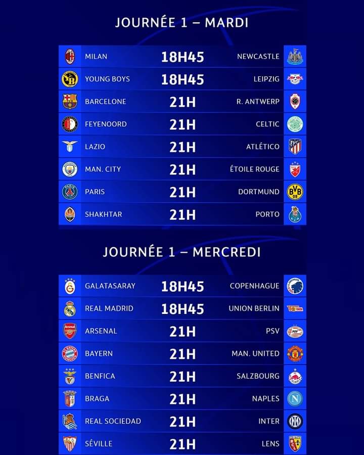 Image de Football. La nouvelle saison de la Ligue des Champions démarre ce jour avec plusieurs rencontres dont celles du Barcelone, Manchester City, Paris et Milan AC. C'est qui votre favori de la compétition cette saison ? Pensez-vous que City pourra conserver son titre ?