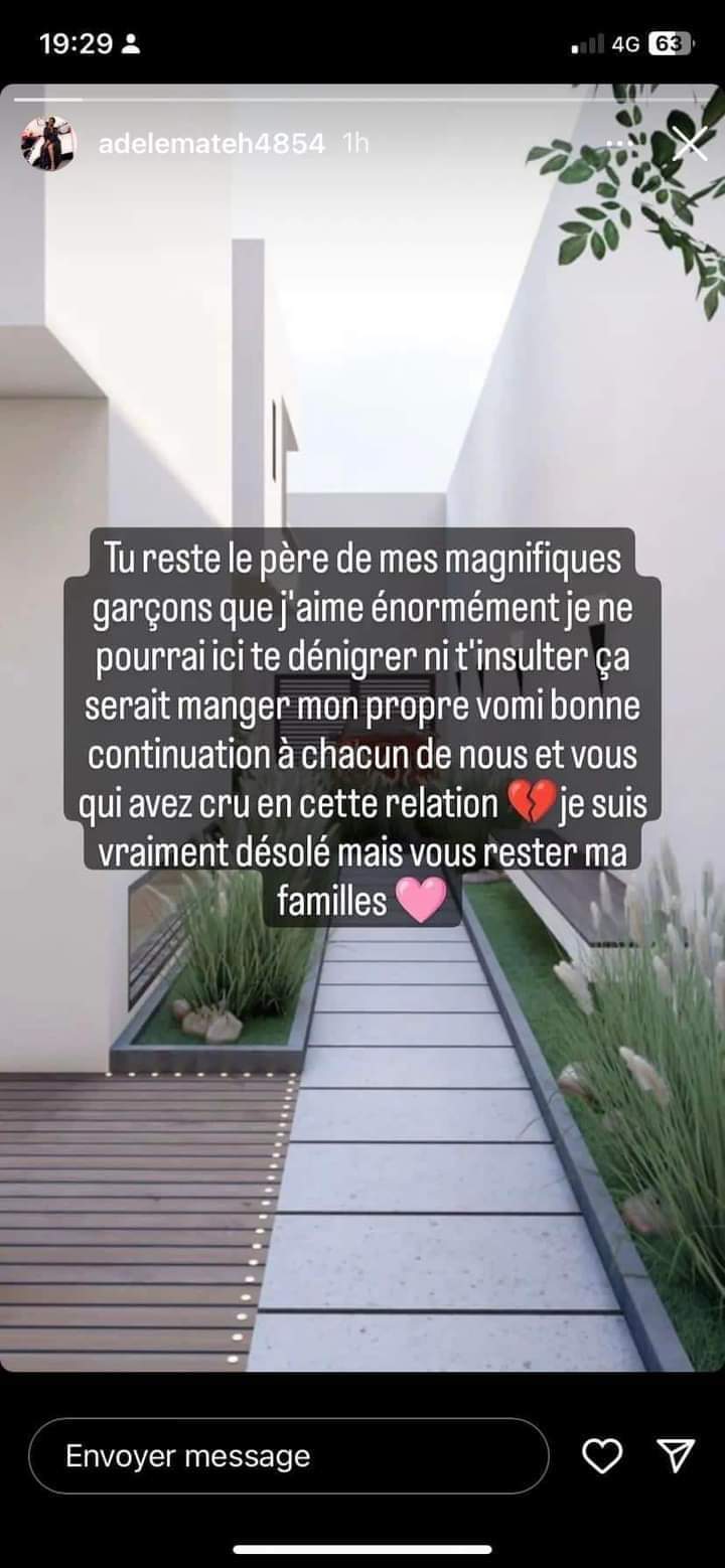 Image de Célébrités. La toute dernière épouse de Zokora Didier a annoncé tout récemment la fin de la relation d'avec l'ex international footballeur ivoirien. Adèle Mateh, la mère de ces deux derniers enfants, a laissé entendre que c'était désormais la fin du parcours et a souhaité bonne continuation à chacun d'entre eux. Zokora serait-il la raison de l'échec de ses mariages? Rappelons qu'il serait à son troisième divorce si cela se confirmait.