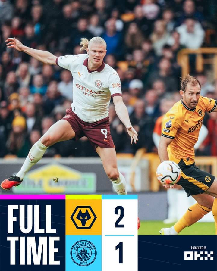 Image de Football. Leader de la Premier League après 7 journées, Manchester City vient de concéder sa première défaite de la saison en championnat. En déplacement à Wolverhampton, Erling Haaland et ses coéquipiers ont été battus 2 buts à zéro. Que pensez vous de cette défaite de City?