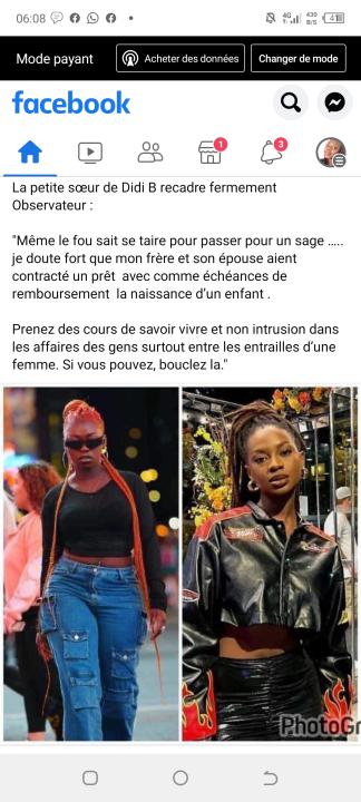 Quatrième Image de Célébrités. Dans une récente vidéo, Observateur, un jeune blogueur ivoirien a osé évoquer un sujet délicat au sein du couple Bassa critiquant l'absence de progéniture après plus d'un an de mariage entre Didi B et sa compagne Saraii. Un jugement mal apprécié par Monsieur Bassa AKA Didi B, qui a juré de faire payer cette intrusion au blogueur. Depuis des réactions mitigées de plusieurs observateurs dont des célébrités fusent de part et d'autre. Selon vous, à qui la faute dans cette affaire ?