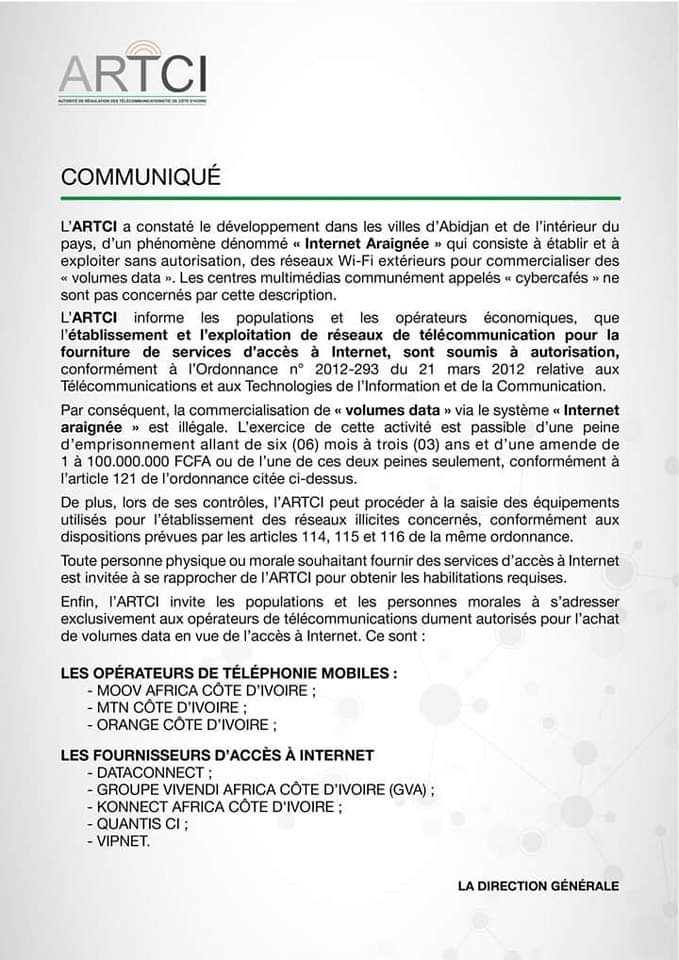 Image de Smartphones/Tablettes. L'autorité de régulation des télécommunications en Côte d'Ivoire a récemment attiré l'attention sur une menace croissante liée à la fraude dans le secteur de la distribution de l'accès à Internet. À travers un communiqué officiel, l'institution a exprimé sa préoccupation face à une pratique frauduleuse particulière, connue sous le nom de "internet araignée", qui semble se propager rapidement sur le territoire ivoirien. La "internet araignée" implique une série de manoeuvres frauduleuses visant à contourner les mécanismes réguliers de distribution d'accès à Internet. Cette fraude compromet non seulement l'intégrité du réseau, mais également les intérêts des entreprises légitimes autorisées à commercialiser des services Internet dans le pays. Les conséquences de cette pratique sont multiples, allant de la perte de revenus pour les fournisseurs de services légitimes à des problèmes potentiels de sécurité pour les utilisateurs finaux. Les sociétés habilitées à fournir des services Internet en Côte d'Ivoire se trouvent confrontées à un défi majeur dans la préservation de la qualité et de l'équité de l'accès à Internet. La fraude "internet araignée" semble être particulièrement problématique en raison de son expansion rapide et de sa capacité à échapper aux procédures de détection traditionnelles. Ces pratiques frauduleuses peuvent se traduire par une saturation du réseau, une baisse de la vitesse de connexion et une dégradation générale de l'expérience Internet pour les utilisateurs légitimes. L'autorité de régulation des télécommunications a clairement indiqué dans son communiqué que des mesures sévères seront prises pour endiguer cette fraude et protéger l'intégrité du réseau. Ces mesures pourraient inclure des sanctions financières, des actions en justice contre les parties responsables de la fraude, ainsi que des initiatives visant à renforcer la sécurité des réseaux pour prévenir de telles pratiques à l'avenir. Cependant, la lutte contre la fraude sur l'accès à Internet ne se limite pas aux actions de l'autorité de régulation. Les fournisseurs de services Internet légitimes et d'autres acteurs de l'industrie doivent collaborer étroitement pour développer des stratégies plus robustes de détection et de prévention de la fraude. Cela pourrait impliquer l'investissement dans des technologies de pointe telles que l'intelligence artificielle et l'apprentissage automatique pour identifier rapidement les modèles de comportement suspects sur le réseau. En parallèle, il est essentiel d'éduquer les utilisateurs finaux sur les risques associés à l'utilisation de services Internet frauduleux. La sensibilisation du public aux conséquences de la fraude sur l'accès à Internet peut contribuer à réduire la demande de services illégitimes et à renforcer la collaboration entre les autorités, les fournisseurs de services et les consommateurs pour lutter contre cette menace. Dans un pays où l'accès à Internet joue un rôle crucial dans le développement économique et social, la préservation de l'intégrité du réseau est une priorité essentielle. La question qui se pose est la suivante : Comment pouvons-nous renforcer la coopération entre les différents acteurs pour garantir un accès à Internet équitable, sécurisé et légitime en Côte d'Ivoire, tout en minimisant les risques liés à la fraude "internet araignée" et autres pratiques similaires