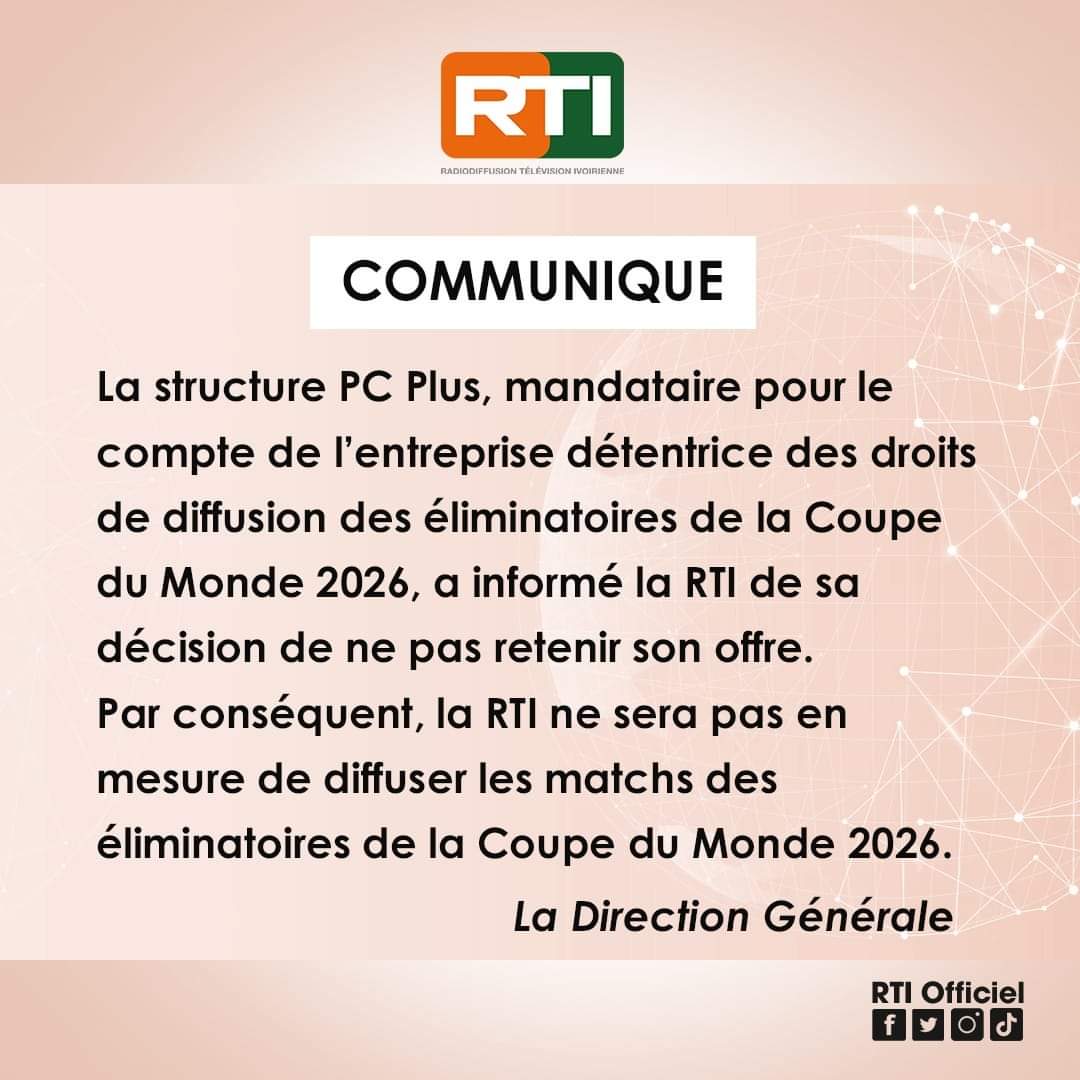 Image de TV/Films/Séries. Le communiqué récent de la RTI concernant les droits de diffusion des matchs des éléphants lors des éliminatoires du Mondial 2026 a suscité une vague d'interrogations et de controverses. Il semblerait que la PC Plus Holding, qui détient ces droits en Côte d'Ivoire, ait décidé de ne pas les céder à la RTI, la principale chaîne de télévision ivoirienne. Cette décision a créé un véritable tumulte, générant des discussions animées au sein de la communauté sportive et des amateurs de football. Les raisons derrière le refus de la PC Plus Holding restent floues, alimentant ainsi les spéculations et les suppositions. Certains avancent l'idée de différends financiers, tandis que d'autres suggèrent des motifs plus complexes liés aux contrats et aux négociations. Il est essentiel d'analyser en profondeur les conséquences de ce désaccord sur le paysage sportif ivoirien. La RTI, en tant que diffuseur principal, pourrait être confrontée à des défis majeurs, tant sur le plan financier que sur celui de sa relation avec les téléspectateurs. Les supporters des éléphants, habitués à suivre les matchs de leur équipe nationale sur la RTI, pourraient se retrouver privés de cette expérience, ce qui soulève des questions sur l'accessibilité du sport à un large public. Par ailleurs, cette situation met en lumière la complexité des relations entre les détenteurs de droits de diffusion et les diffuseurs locaux. Les négociations entourant les droits sportifs sont souvent opaques, et les fans se retrouvent parfois pris en otage lors de désaccords entre les parties prenantes. Il devient impératif de repenser les mécanismes de négociation et de distribution des droits sportifs pour garantir une accessibilité équitable aux événements sportifs, considérant l'importance sociale et culturelle du sport dans de nombreuses sociétés. Dans ce contexte, la question de la transparence dans les transactions liées aux droits sportifs émerge comme un enjeu crucial. Comment pouvons-nous assurer une plus grande transparence dans les négociations entre les détenteurs de droits et les diffuseurs locaux, afin de garantir un accès équitable au sport pour tous les passionnés? Cette problématique souligne également l'importance d'une régulation plus stricte dans le domaine des droits de diffusion sportive. Les autorités compétentes doivent jouer un rôle actif dans la résolution de telles impasses, veillant à ce que l'intérêt public ne soit pas compromis au profit d'intérêts privés. Un cadre réglementaire plus robuste pourrait contribuer à prévenir de telles situations à l'avenir, assurant ainsi la stabilité du paysage médiatique sportif. En conclusion, la récente dispute entre la RTI et la PC Plus Holding met en lumière des enjeux plus larges liés à la distribution des droits de diffusion sportive. Il est temps d'engager une réflexion approfondie sur la manière dont nous négocions et réglementons ces droits, en veillant à ce que l'accès au sport reste accessible à tous. Face à cette complexité, comment pouvons-nous créer un environnement plus équitable et transparent pour les négociations liées aux droits sportifs, garantissant ainsi une expérience sportive enrichissante pour tous les aficionados du ballon rond?