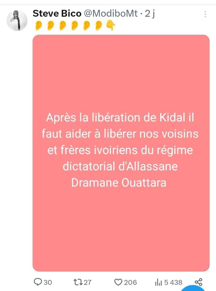 Deuxième Image de Politique. L'arrestation et le rapatriement en Côte d'Ivoire de l'activiste ivoirien pro-Gbagbo après son appréhension en Mauritanie ont soulevé des questions et suscité des débats quant à la nature et aux motivations de ces actions. Ces événements découlent des propos présumés que cet activiste aurait tenus après la libération de Kidal, au Mali. Le lien direct entre ces déclarations et le rapatriement à des fins judiciaires souligne l'importance des propos publics dans le contexte politique actuel en Côte d'Ivoire. Ces développements alimentent également les discussions sur la liberté d'expression et les limites imposées à cette liberté dans le pays. Ce cas spécifique met en lumière les implications des déclarations faites par les personnalités publiques ou les activistes, notamment lorsqu'elles touchent à des sujets sensibles ou politiquement chargés. Il soulève des interrogations sur la relation entre les prises de parole et les actions juridiques prises à leur encontre, mettant en évidence les tensions entre les droits fondamentaux à la liberté d'expression et les obligations légales envers la sécurité et la stabilité nationales.