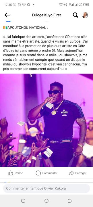 Image de Célébrités. L'artiste ivoirien Apoutchou National s'est exprimé ouvertement sur les relations entre les artistes après qu'il soit lui même devenu artiste. Il faut dire que ces mots de l'artiste laissent entrevoir sa déception des relations entre collègues artistes. Il ne comprend pas qu'après avoir soutenu des artistes et avoir été amis avec eux avant son arrivée dan le showbiz, que ces derniers le considère comme concurrent et lui font de la méchanceté. Mais ce est vraiment pas un problème nouveau. Il a été toujours su que le milieu du show biz comme tout autre monde du travail est fait d'hypocrisie avec son lot de difficultés. Quel exemple pouvez vous citer des relations toxiques entre collègues ?