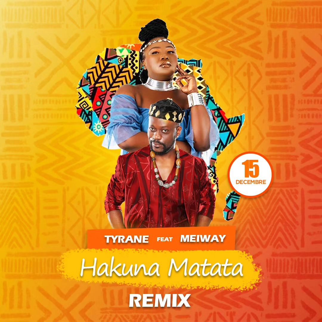 Image de Événements/Sorties. Meiway annonce la sortie de "HAKUNA MATATA" (remix) en association avec Tyrane Mondeny. Il s'agit d'une fusion musicale qui réunit deux générations. Rendez-vous le vendredi 15 décembre 2023 pour découvrir cette explosion de couleurs et de festivités !