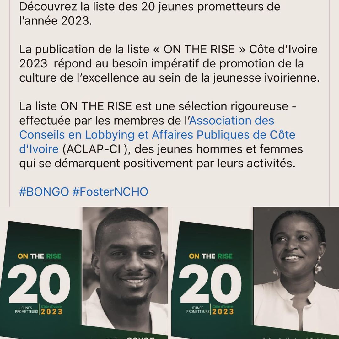 Troisième Image de Célébrités. Dans une déclaration empreinte d'émotion, Marie Paule Adje partage sa joie d'être reconnue par l'ACLA-CI parmi les 20 jeunes prometteurs et les 100 personnalités influentes en Côte d'Ivoire pour l'année 2023. L'honneur va au-delà des mots, renforcé par les félicitations de la ministre de la Culture, Mme Françoise Remarck. Cette distinction intensifie sa détermination, promettant de redoubler d'efforts. Avec gratitude, elle remercie le Seigneur, soulignant que cette reconnaissance est un privilège et une source d'inspiration pour donner le meilleur d'elle-même à l'avenir. Un parcours émouvant vers l'excellence et la reconnaissance bien méritée.