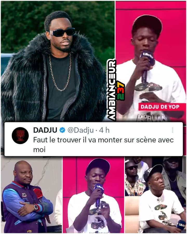 Image de Célébrités. Tout a débuté comme une plaisanterie, mais voilà qu'un jeune homme se retrouve déjà sollicité par son idole, Dadju Les réseaux sociaux ont, une fois de plus, prouvé leurs avantages, et cette fois-ci, c'est DADJU DE YOPOUGON qui en a tiré bénéfice Grâce à une vidéo devenue virale sur les réseaux sociaux, filmée par le camarade de celui désormais appelé DADJU DE YOPOUGON, où on le voit interpréter avec perfection un titre de DADJU, reproduisant sa voix à l'identique , ce jeune homme va être présenté à l'émission WILLY À MIDI de Willy Dumbo. Cette exposition a encore amplifié le BUZZ au point où DADJU lui-même a découvert la vidéo et a exprimé le souhait de retrouver ce jeune homme pour partager la scène avec lui TOUT CELA S'EST DÉROULÉ EN UNE SEMAINE, soulignant ainsi les bienfaits des réseaux sociaux.