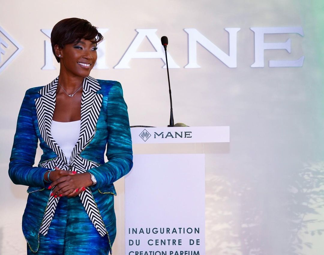 Image de Célébrités. Jessica Bamba à l'inauguration du nouveau centre de création de parfum de l'entreprise MANE, leader français et 5ème mondial de l'industrie des parfums et arômes.