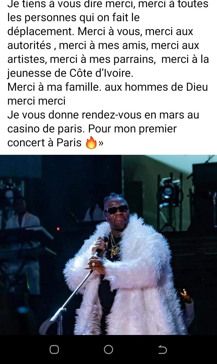 Troisième Image de Célébrités. Le texte initial parle de la transformation d'un blogueur parisien en un influenceur et artiste à succès, attribuant ce succès à la puissance divine et à la foi. L'auteur exprime sa gratitude envers Dieu, sa famille, ses amis, les autorités, les artistes, les parrains et la jeunesse de la Côte d'Ivoire pour leur soutien et annonce un prochain concert au Casino de Paris. Cette histoire reflète la progression d'une personne ordinaire vers le succès, grâce à la foi, la persévérance et le soutien de diverses personnes. Cette narration met en lumière l'importance de croire en soi malgré les doutes des autres et de rester reconnaissant envers ceux qui ont contribué à son ascension. La transformation de ce blogueur en artiste renommé est un exemple de détermination et de résilience face à l'adversité. Le message principal met en avant la capacité de chacun à réussir malgré les obstacles, à condition de maintenir la foi et de rester reconnaissant envers ceux qui ont joué un rôle crucial dans ce parcours. En élargissant ce sujet, on pourrait aborder plusieurs aspects : 1. **L'impact de la foi et de la persévérance dans le succès personnel :** Expliquer comment la conviction en ses capacités et la persévérance peuvent conduire au succès, même lorsqu'on part de situations modestes. 2. **Le rôle du soutien social dans la réussite :** Analyser l'importance du soutien des proches, des amis, des autorités et de la communauté dans la réalisation des objectifs personnels. 3. **La relation entre la croyance en une force supérieure et le succès :** Examiner comment la foi en quelque chose de plus grand peut être un moteur pour atteindre ses objectifs et surmonter les difficultés. 4. **L'ascension des influenceurs et artistes dans le monde moderne :** Étudier comment les médias sociaux et la visibilité en ligne peuvent transformer des individus en personnalités influentes et comment cela peut impacter leur vie et celle de leur public. 5. **La gratitude comme facteur de succès et de bien-être :** Explorer comment la reconnaissance envers ceux qui ont contribué à notre succès peut influencer positivement notre vie et notre mentalité. Ces différents aspects pourraient être approfondis pour élargir le sujet et donner une perspective plus complète sur les thèmes abordés dans le texte initial.