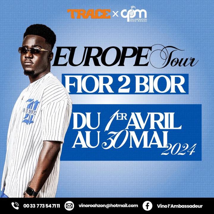 Image de Événements/Sorties. Fior De Bior partage une nouvelle exaltante avec ses followers : une tournée européenne en partenariat avec Trace TV et la collaboration de Prod Monde. Dans un post chargé d'enthousiasme, l'artiste annonce fièrement les dates de son périple, du 1er avril au 30 mai. Cette tournée promet d'être un moment charnière dans la carrière de Fior De Bior, offrant une opportunité unique à ses fans de le voir sur scène et de vivre l'énergie de sa performance en direct. La collaboration avec Trace TV, une référence majeure dans le monde du divertissement, souligne la portée internationale de cet événement. L'artiste ne manque pas de partager son excitation quant à cette collaboration avec Prod Monde, suggérant une production de qualité et une expérience artistique exceptionnelle pour son public européen. La tournée ne se limite pas à une série de concerts, mais semble être le fruit d'une collaboration réfléchie et ambitieuse, propulsant Fior De Bior sur la scène européenne avec une envergure internationale. Les dates soigneusement choisies, du 1er avril au 30 mai, évoquent une période propice au partage de sa musique avec un public diversifié à travers l'Europe. Le choix du printemps et du début de l'été suggère également une ambiance festive, correspondant parfaitement à l'énergie positive et entraînante que Fior De Bior véhicule à travers sa musique. En résumé, la publication de Fior De Bior annonce une tournée européenne d'envergure avec Trace TV et la collaboration de Prod Monde, confirmant ainsi son ascension dans le monde de la musique. Cette nouvelle soulève l'anticipation chez ses followers, qui attendent avec impatience de partager des moments mémorables au son de sa musique lors de cette aventure artistique unique.