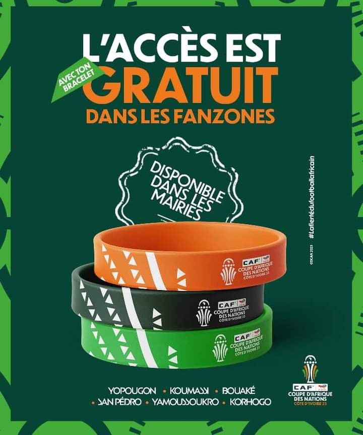 Deuxième Image de Football. Le Comité d'Organisation de la Coupe d'Afrique des Nations (COCAN) délivre une invitation chaleureuse à tous les visiteurs des FAN ZONE, une expérience incontournable pour les passionnés de football. Pour garantir un accès facile et gratuit à ces zones d'enthousiasme collectif, le COCAN a mis en place un système pratique de récupération des bracelets d'accès dans différentes mairies hôtes. Ces centres stratégiques facilitent la distribution et assurent une gestion ordonnée de l'afflux de supporters venant de tous horizons. La Mairie de Yopougon, en tant que l'une des principales communes d'Abidjan, se présente comme un lieu central pour la collecte des bracelets d'accès. Cette localité vibrante est connue pour son dynamisme et sa diversité culturelle, ce qui en fait un choix idéal pour le retrait des précieux sésames des FAN ZONE. Les responsables municipaux sont mobilisés pour offrir un service efficace et rapide, permettant aux visiteurs de se concentrer pleinement sur l'excitation du tournoi. À Koumassi, une autre mairie d'Abidjan, l'atmosphère effervescente de la Coupe d'Afrique des Nations se fait ressentir. Les habitants et les visiteurs affluent vers cette mairie, non seulement pour récupérer leurs bracelets d'accès, mais aussi pour participer à l'effervescence générale qui accompagne cet événement sportif majeur. Les autorités locales veillent à ce que tout soit en ordre, garantissant ainsi une expérience agréable pour tous ceux qui franchissent les portes de la mairie. La capitale politique et administrative de la Côte d'Ivoire, Yamoussoukro, est également une destination clé pour obtenir les bracelets d'accès aux FAN ZONE. Connue pour sa grandeur et son histoire, la Mairie de Yamoussoukro joue un rôle crucial dans la distribution des bracelets, élargissant ainsi l'accès à cet événement sportif d'envergure internationale à différentes régions du pays. Bouaké, située au cœur de la Côte d'Ivoire, offre une ambiance distincte pour la récupération des bracelets d'accès. La Mairie de Bouaké, imprégnée de l'hospitalité chaleureuse qui caractérise la région, accueille les visiteurs avec enthousiasme. C'est l'occasion pour les habitants de Bouaké de partager leur passion pour le football et de créer des liens avec des supporters venus de tout le pays. La Mairie de San Pedro, située sur la côte sud-ouest de la Côte d'Ivoire, contribue également à rendre accessible la magie des FAN ZONE. Cette municipalité côtière, connue pour ses ports animés et son atmosphère détendue, devient un point de rencontre où les amateurs de football se rassemblent pour récupérer leurs bracelets et s'immerger dans l'excitation de la compétition. Enfin, la Mairie de Korhogo, située dans le nord du pays, élargit la portée de la distribution des bracelets d'accès aux FAN ZONE. Cette ville dynamique et culturellement riche devient un lieu d'échange et de célébration, permettant aux habitants de Korhogo de participer pleinement à la passion qui entoure la Coupe d'Afrique des Nations. En conclusion, le COCAN, en collaboration avec les différentes mairies hôtes, met en place un système efficace et inclusif pour garantir que tous les supporters aient accès aux FAN ZONE. Cette initiative ne se contente pas de faciliter la récupération des bracelets d'accès, mais contribue également à répandre l'excitation du tournoi dans tout le pays, renforçant ainsi le sentiment d'unité et de fierté nationale pendant cette période sportive mémorable.